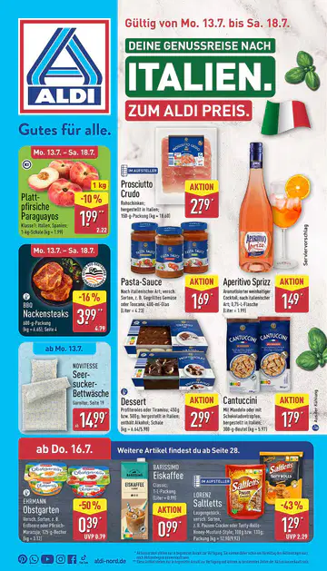 Aldi Nord Prospekt ab 13.07.2026 zum Blättern - Seite 1