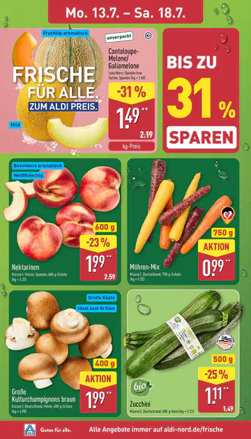 Aldi Nord Prospekt ab 13.07.2026 zum Blättern - Seite 1