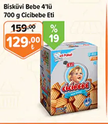 Bisküvi Bebe 4'lü 700 g Cicibebe Eti