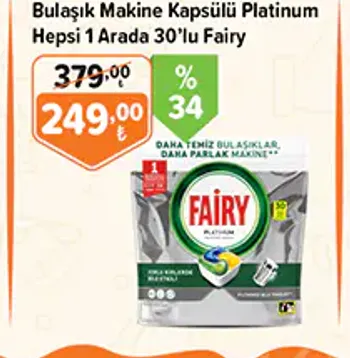 Bulaşık Makine Kapsülü Platinum Hepsi 1 Arada 30'lu Fairy