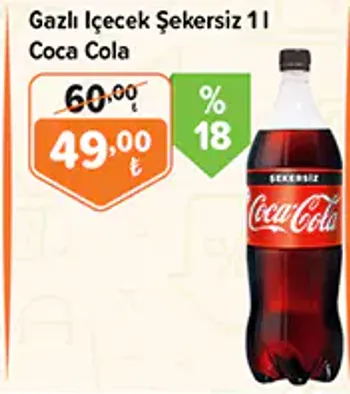 Gazlı İçecek Şekersiz 1 L Coca Cola