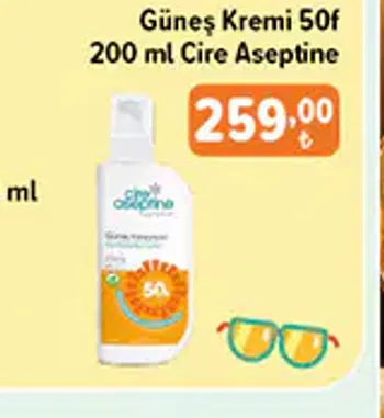 Güneş Kremi 50F 200 ml Cire Aseptine
