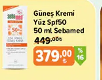 Güneş Kremi Yüz Spf50 50 ml Sebamed