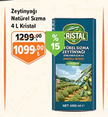 Zeytinyağı Natürel Sızma 4 L Kristal